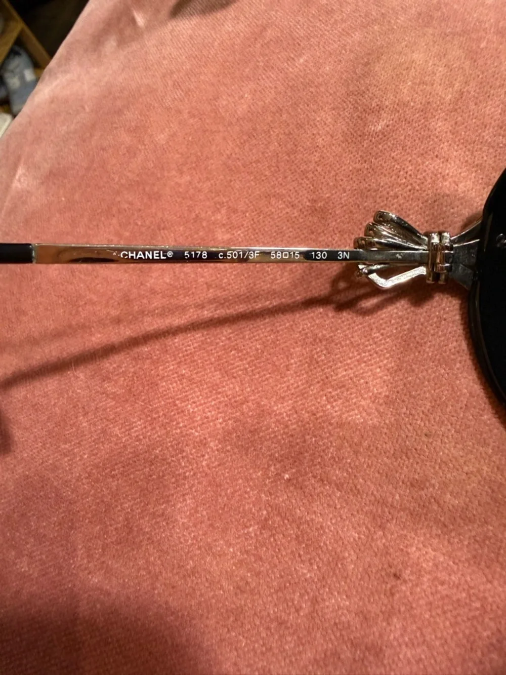 CHANEL Authentic Vintage Black Oversized Sunglasses with Silver Bows - Picture 4 of 12